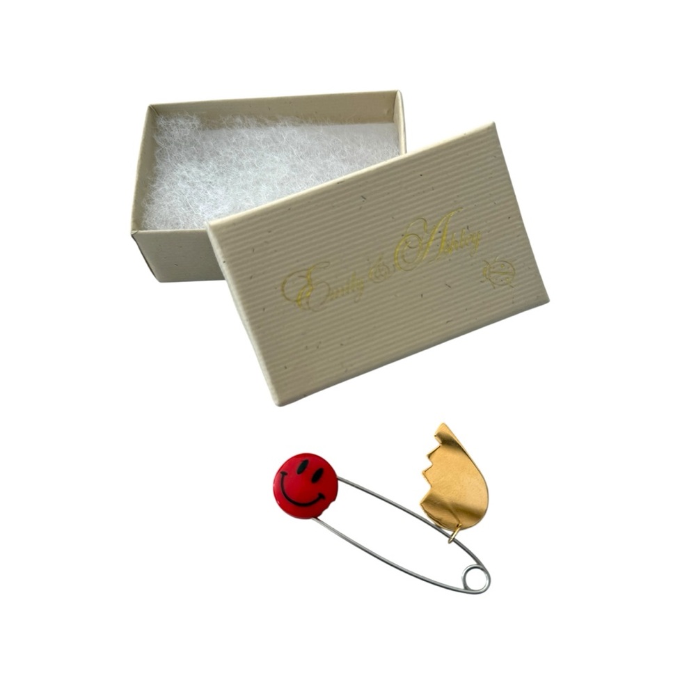 Emily & Ashley Safety Pin Smiley Face “Broken Heart” Half Friendship Jewelry
